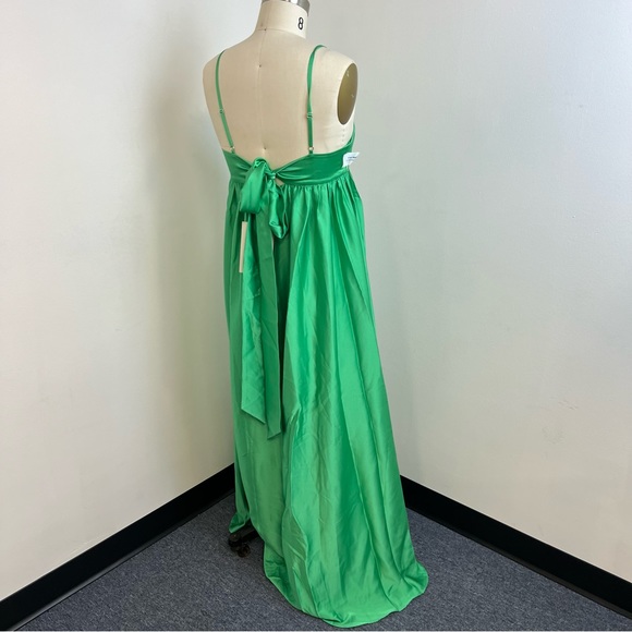 Fame and Partners Maxi Green Silk Pleated Dress m83 - Picture 6 of 11
